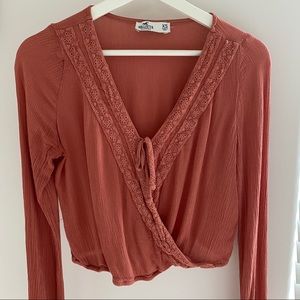 Coral Cropped Long Sleeve Top XS